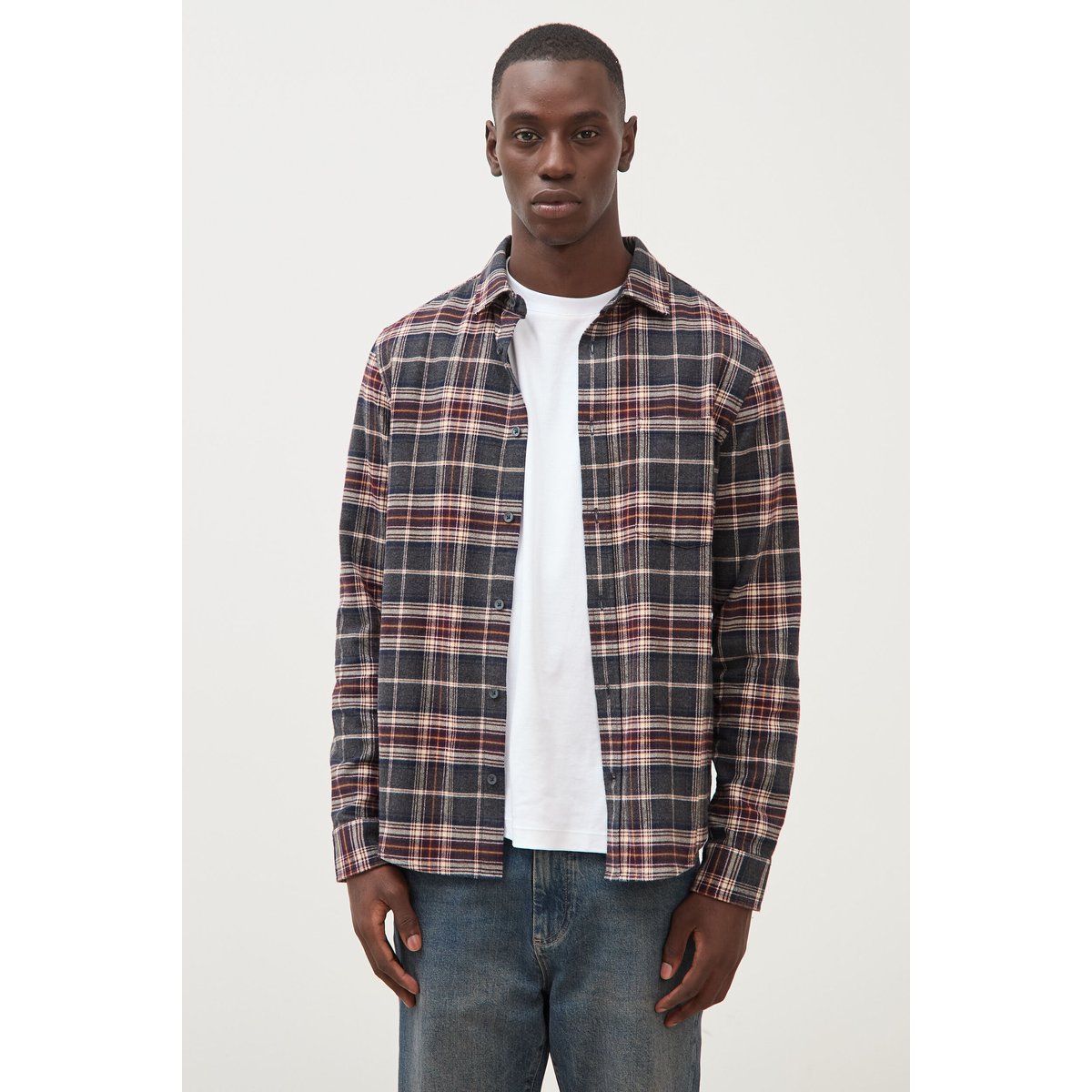 Chemise col classique manches longues gris foncé, BONOBO
