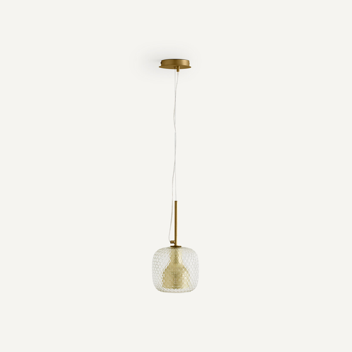 Suspension simple diamètre 18 cm, laiton et verre ciselé, MISTINGUETT laiton, AM.PM X EMMANUEL GALLINA