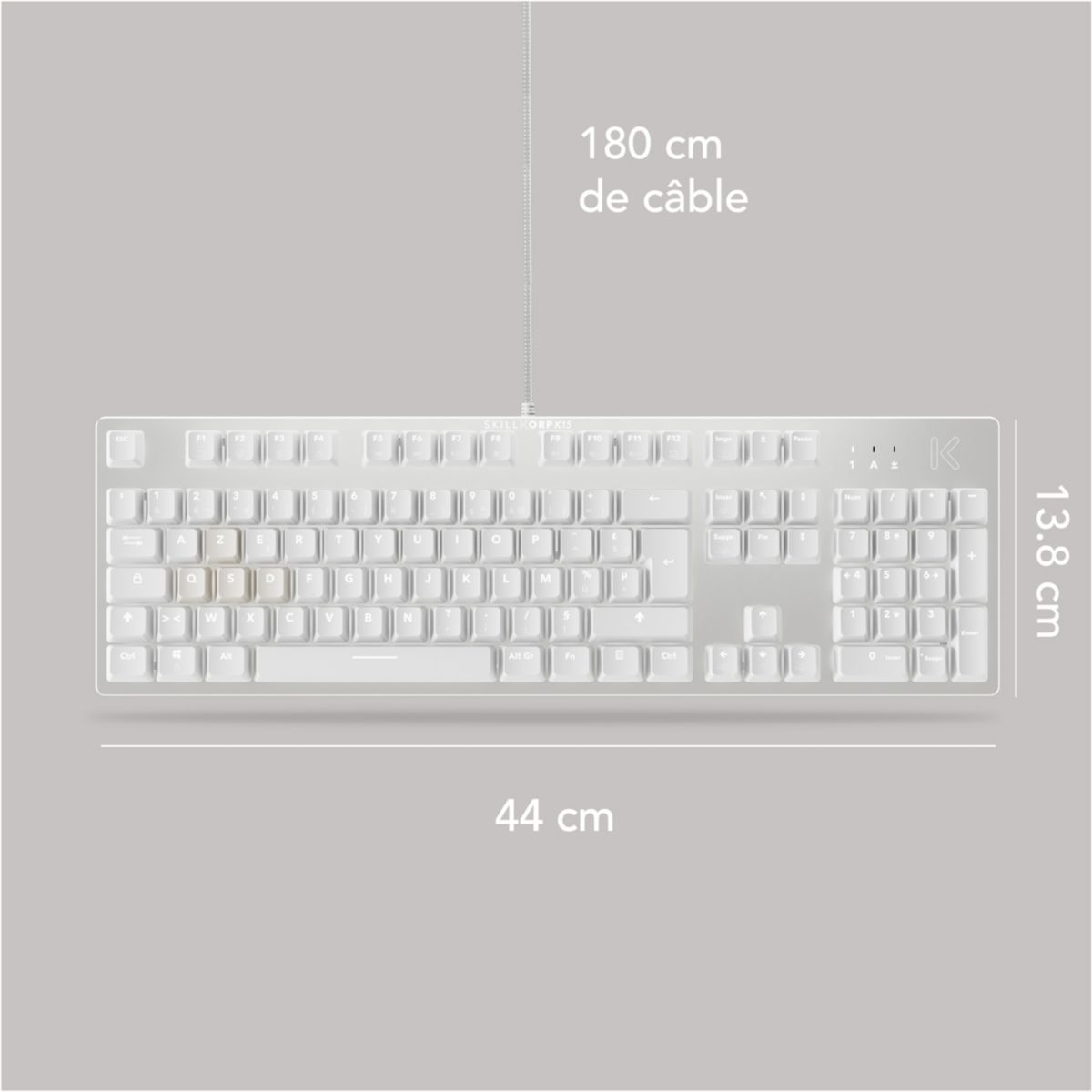 Clavier gamer K15 BLANC Progress couleur unique, SKILLKORP