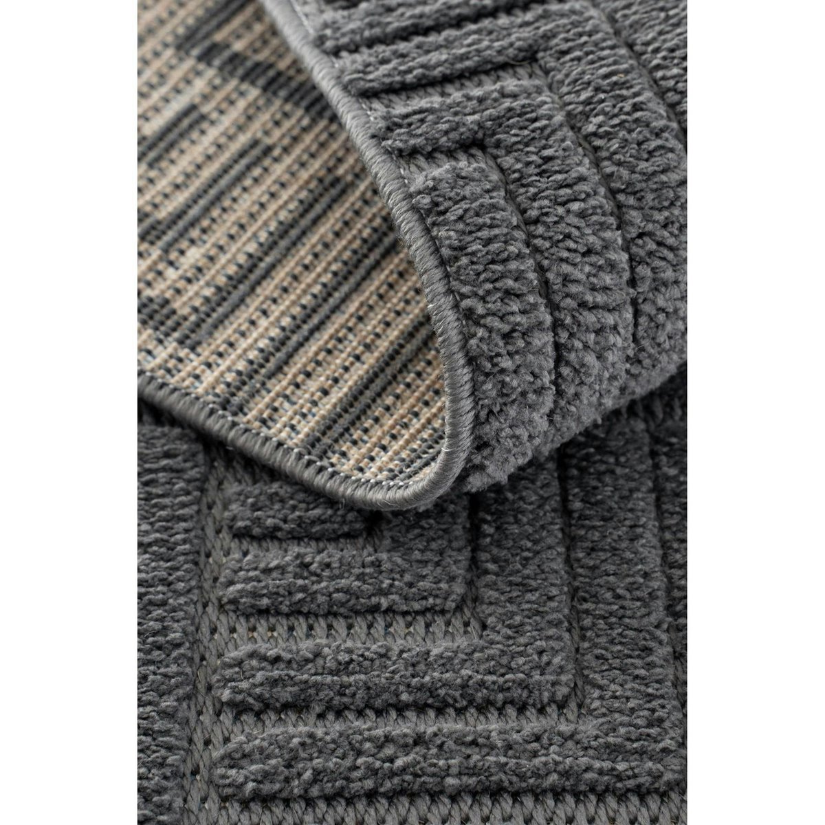 Tapis de salon 120x180 motifs carrés ISTANBUL gris foncé, PIER IMPORT