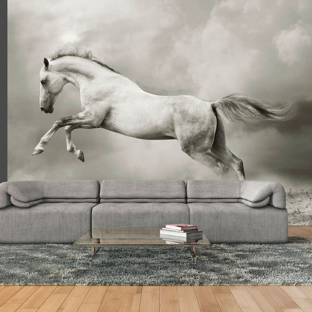 Papier peint intissé panoramique Animaux Étalon sauvage noir, EDEN
