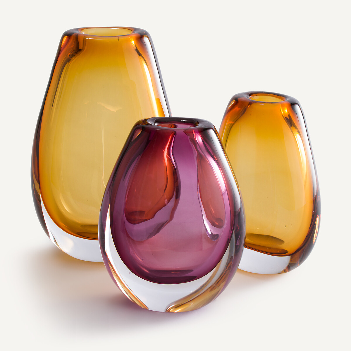 Vase en verre soufflé bouche, H26,5 cm, Myra jaune ocre, AM.PM