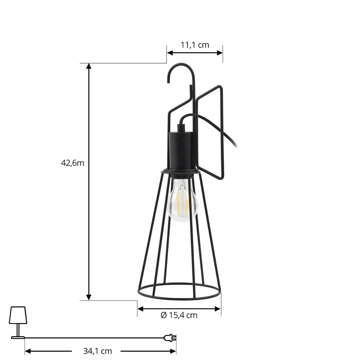 Lampe à poser en métal moderne, Tharion noir, LINDBY