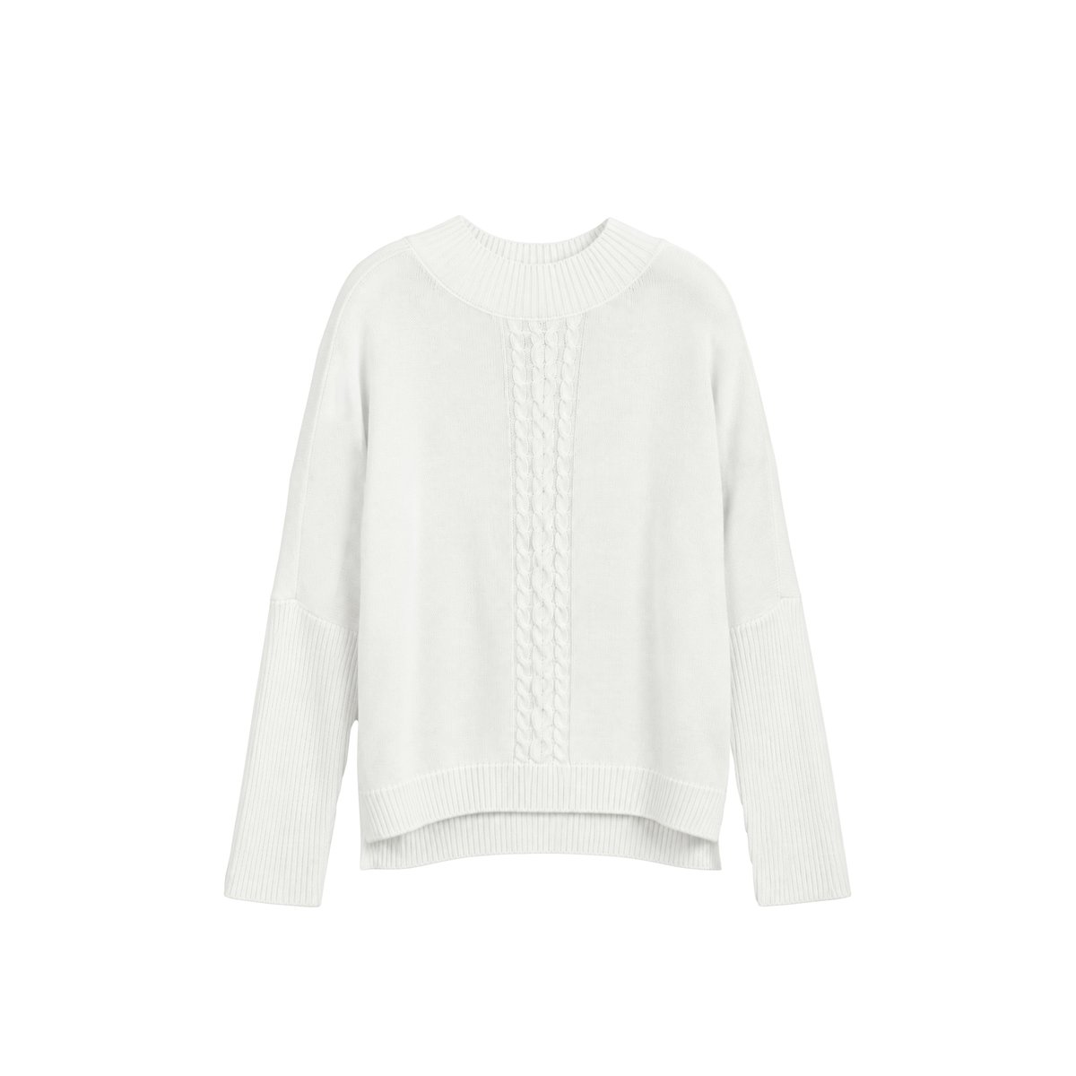 Pull tricot 100% laine motif torsades ecru, IKKS