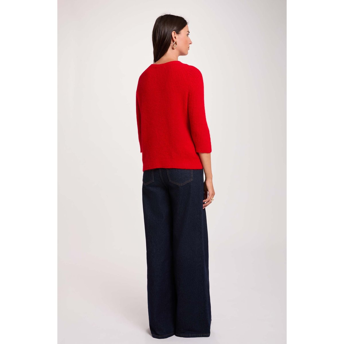 Pull maille duveteuse rouge, MORGAN