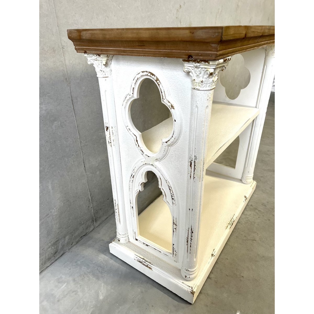 Console en bois patiné L 81 - VICTORIA blanc, MATHI DESIGN