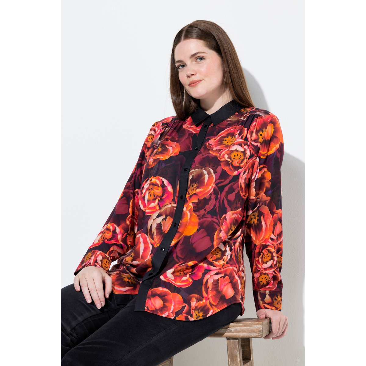 Chemisier motif roses mandarine, ULLA POPKEN