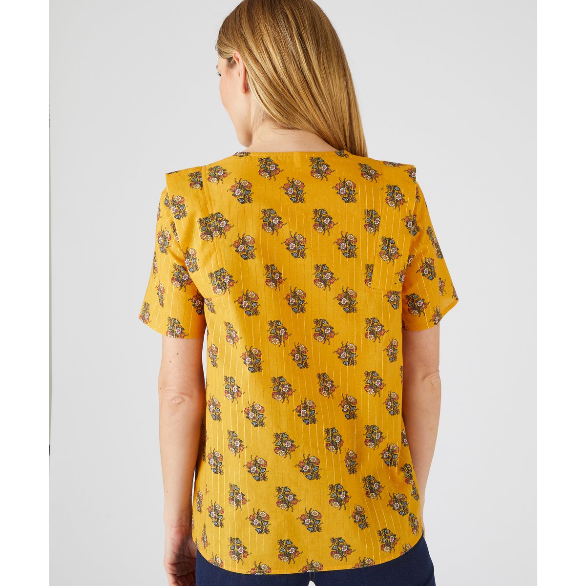 Chemisier coton rayures brillantes jaune bouquet, DAMART
