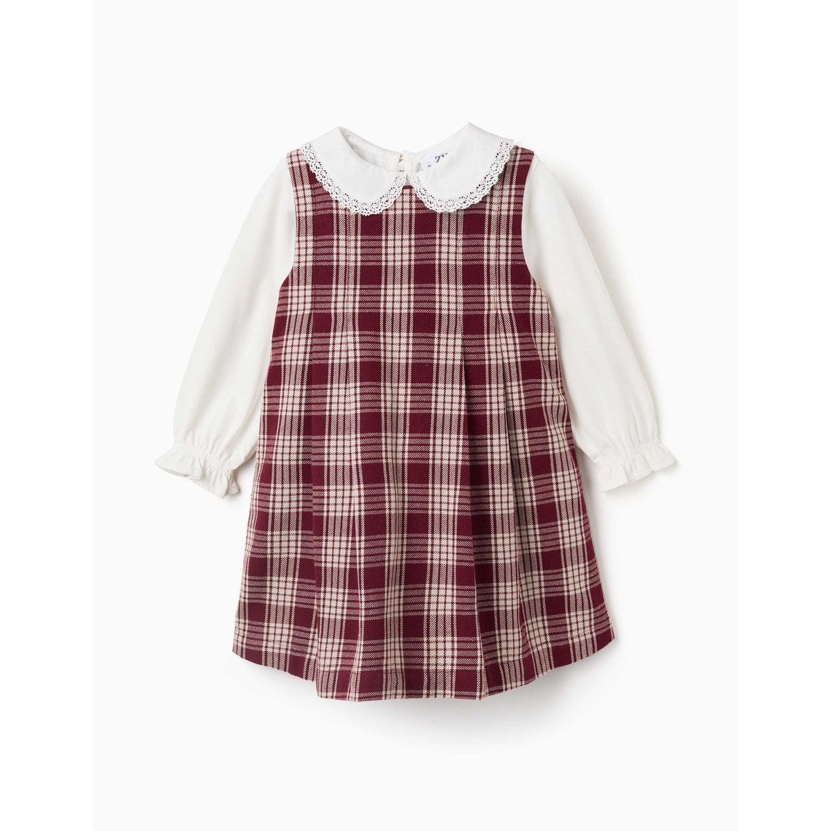 T-shirt en coton + robe à carreaux You&Me rouge foncé, ZIPPY