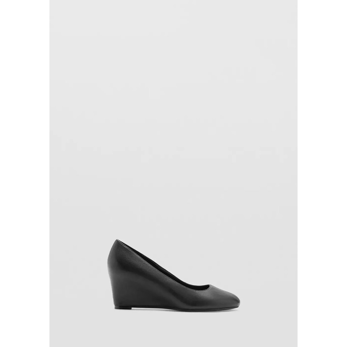 Chaussure compensée en cuir noir, MANGO