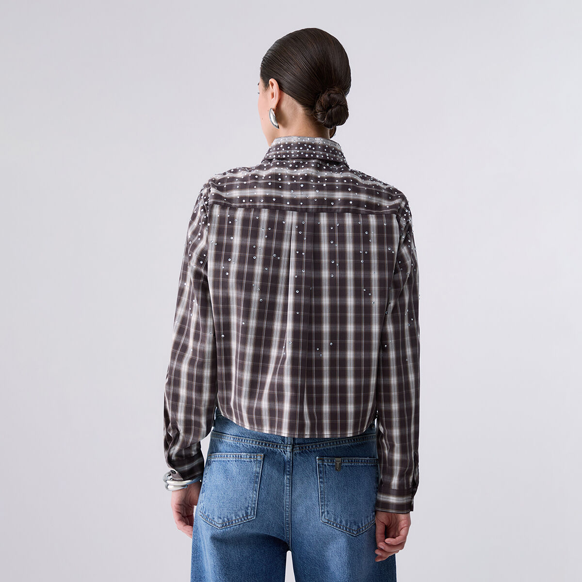 Chemise en tissu à carreaux carreaux marron, LIU JO