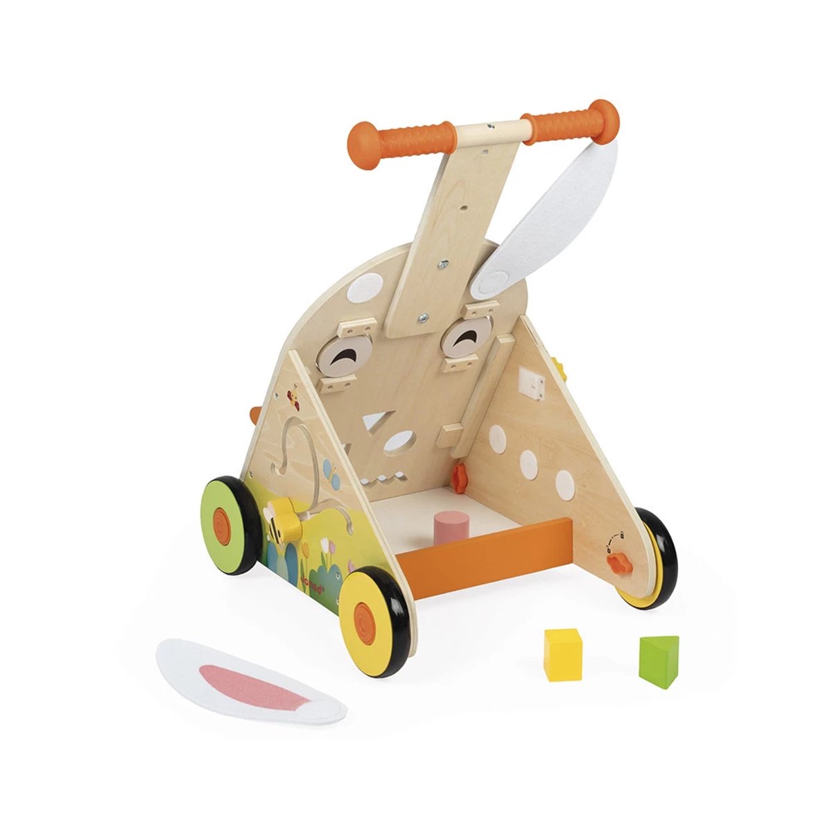 Chariot de marche multi-activités blanc, rose, vert, JANOD