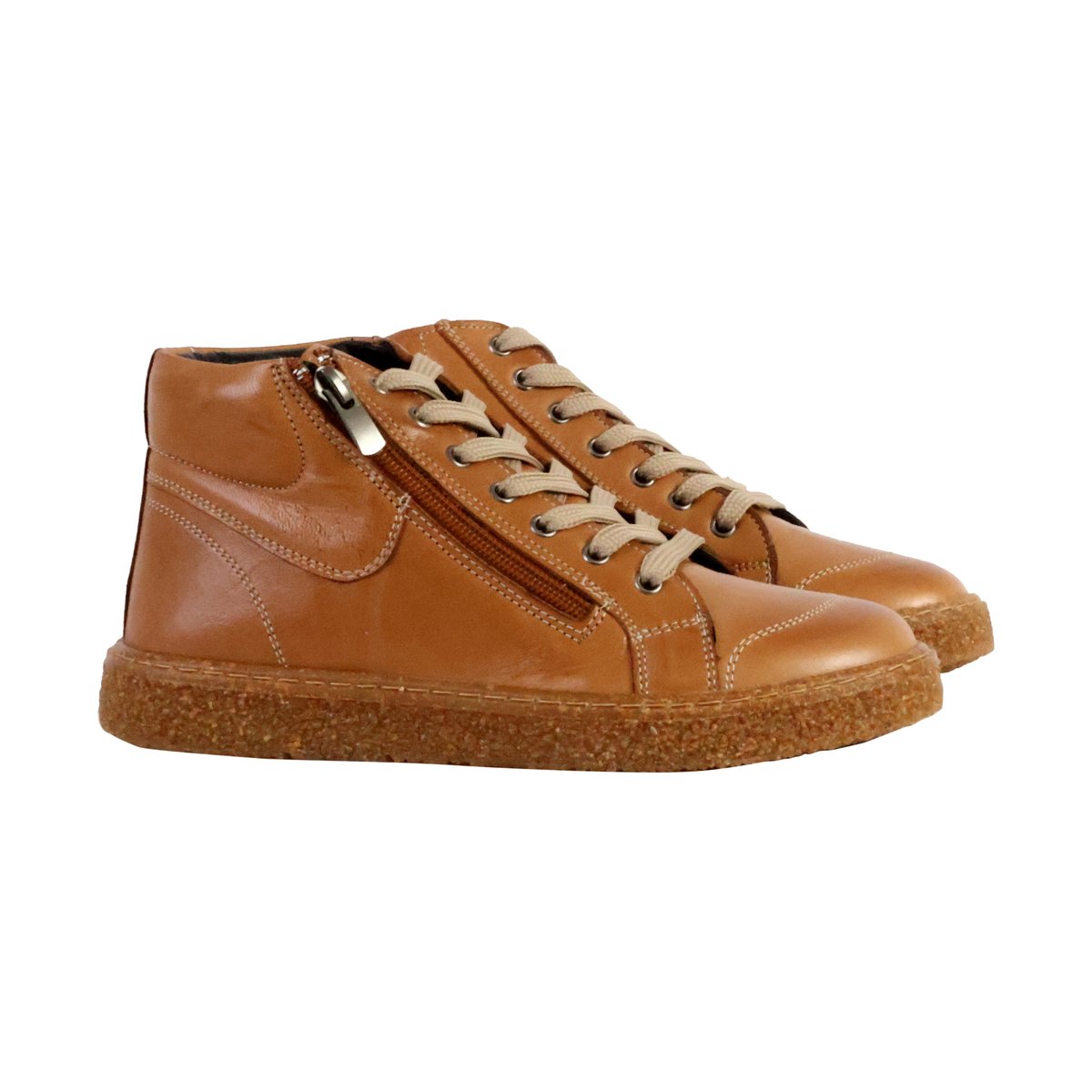 Basket Montante Cuir Alénoa camel, THE DIVINE FACTORY