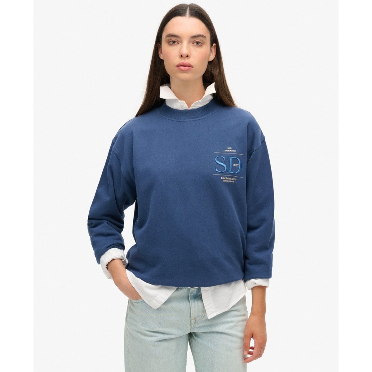 Sweat ample métallisé Luxe bleu sargasses, SUPERDRY
