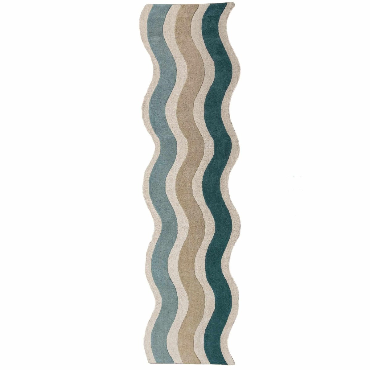 Tapis de couloir en laine festonné CASCADE bleu, FLAIR RUGS
