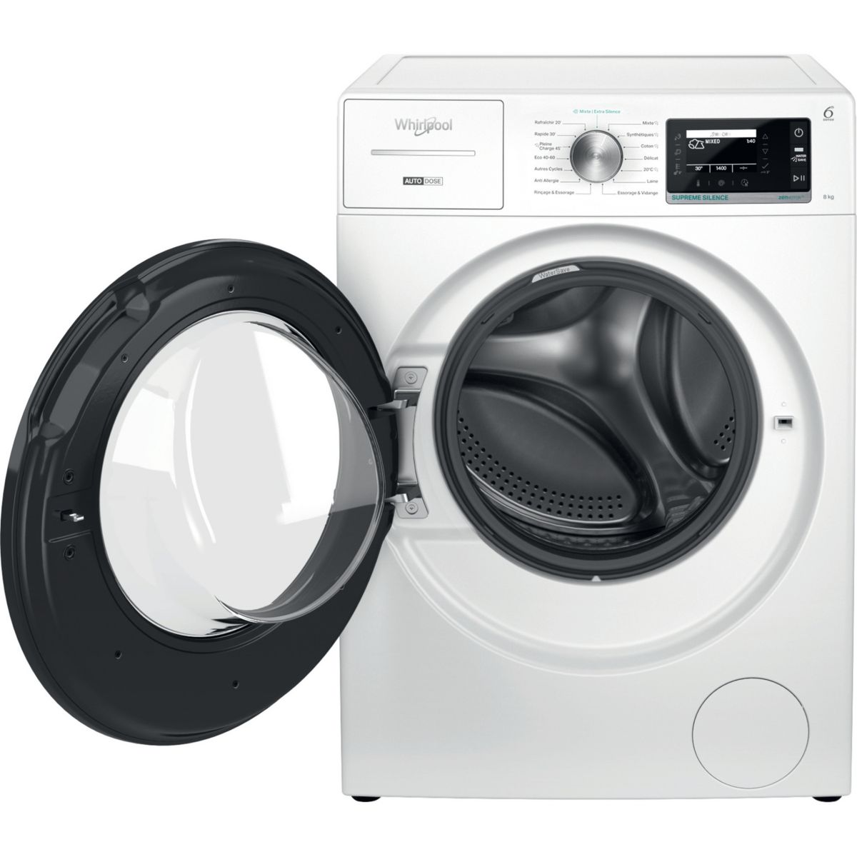 Lave linge hublot W8X89ADSILENCEFR couleur unique, WHIRLPOOL