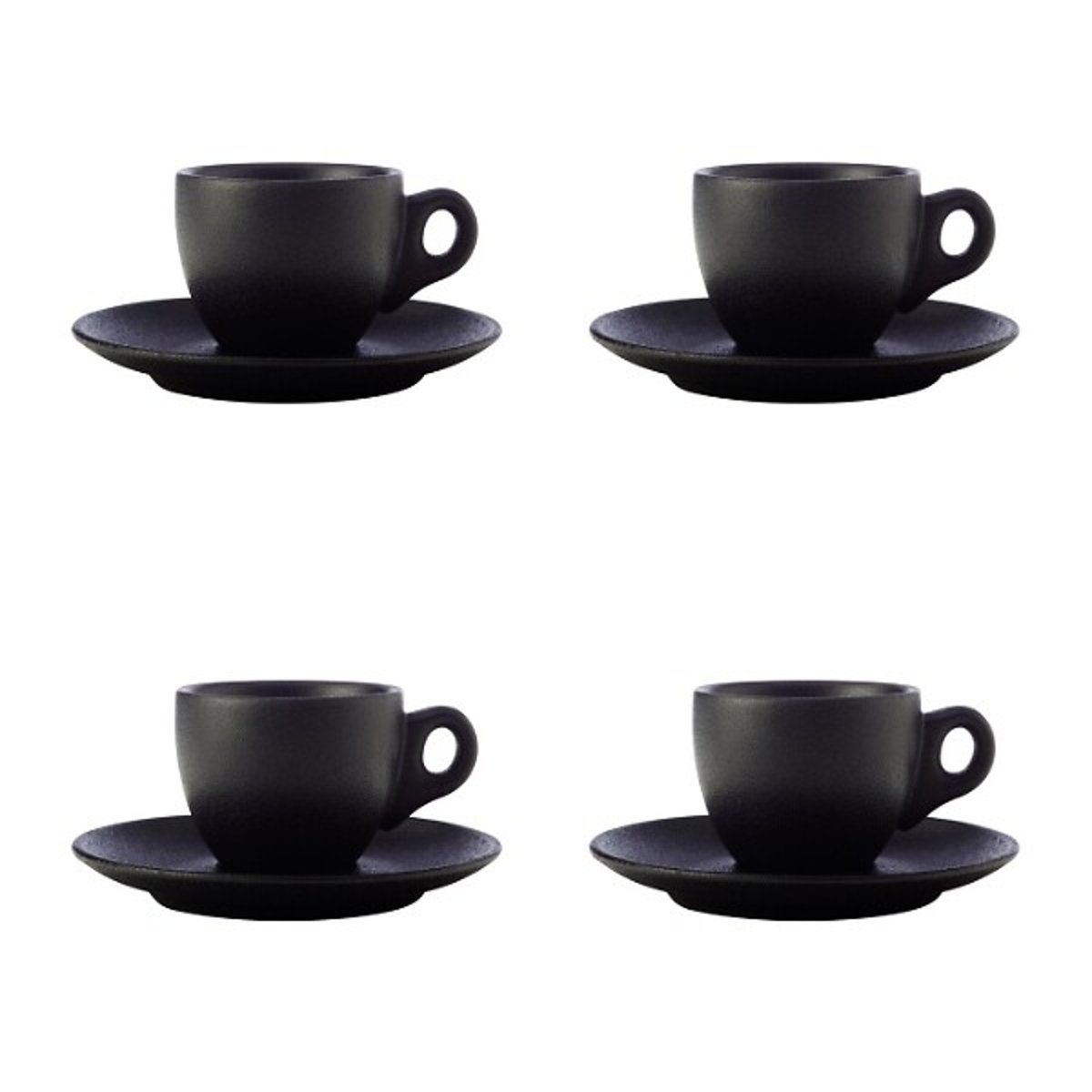 Set of 4 Caviar Black Demi-Cups & Saucers black, MAXWELL WILLIAMS