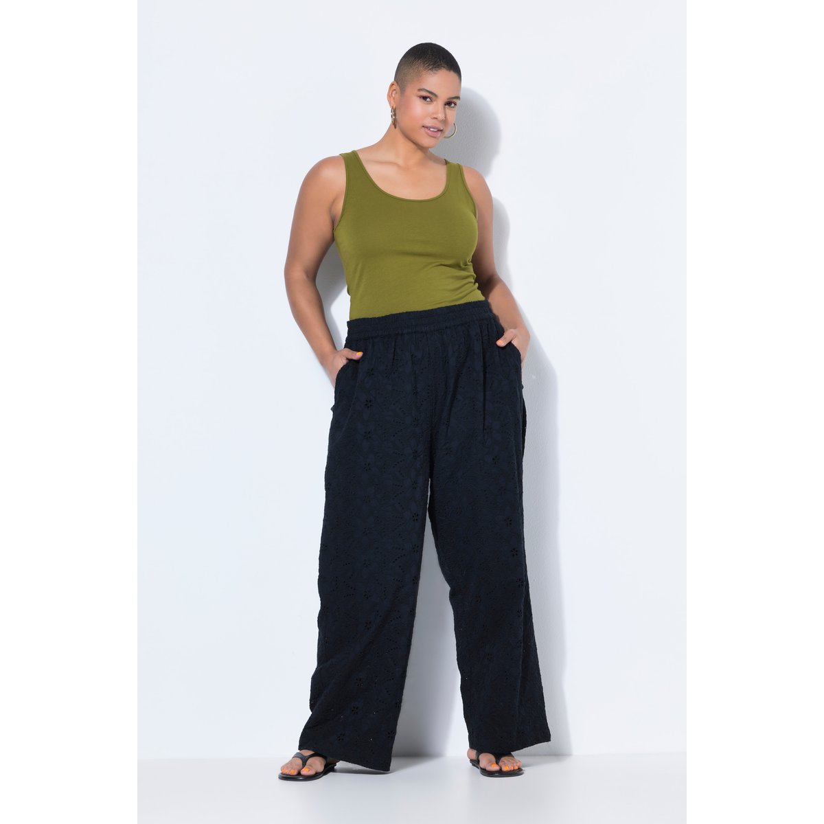 Pantalon en dentelle de coton noir, STUDIO UNTOLD