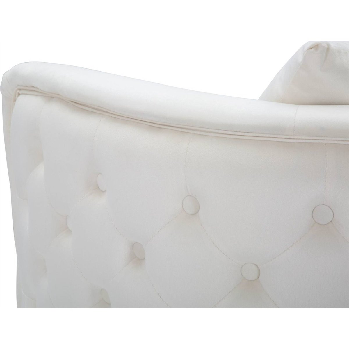 Fauteuil capitonné pieds en métal GLAM crème et doré, RECOLLECTION