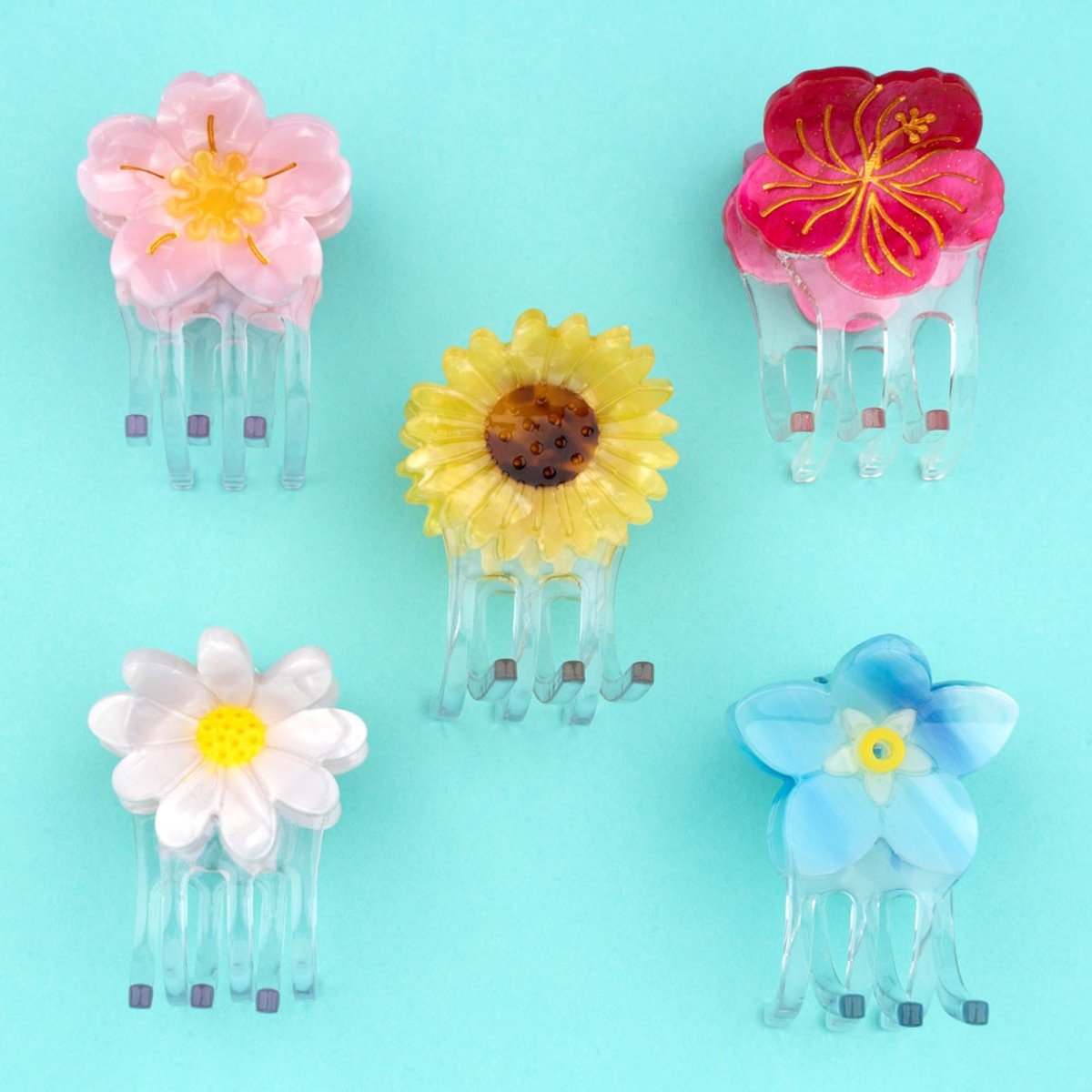 Mini pince à cheveux HIBISCUS rose à pailettes, COUCOU SUZETTE