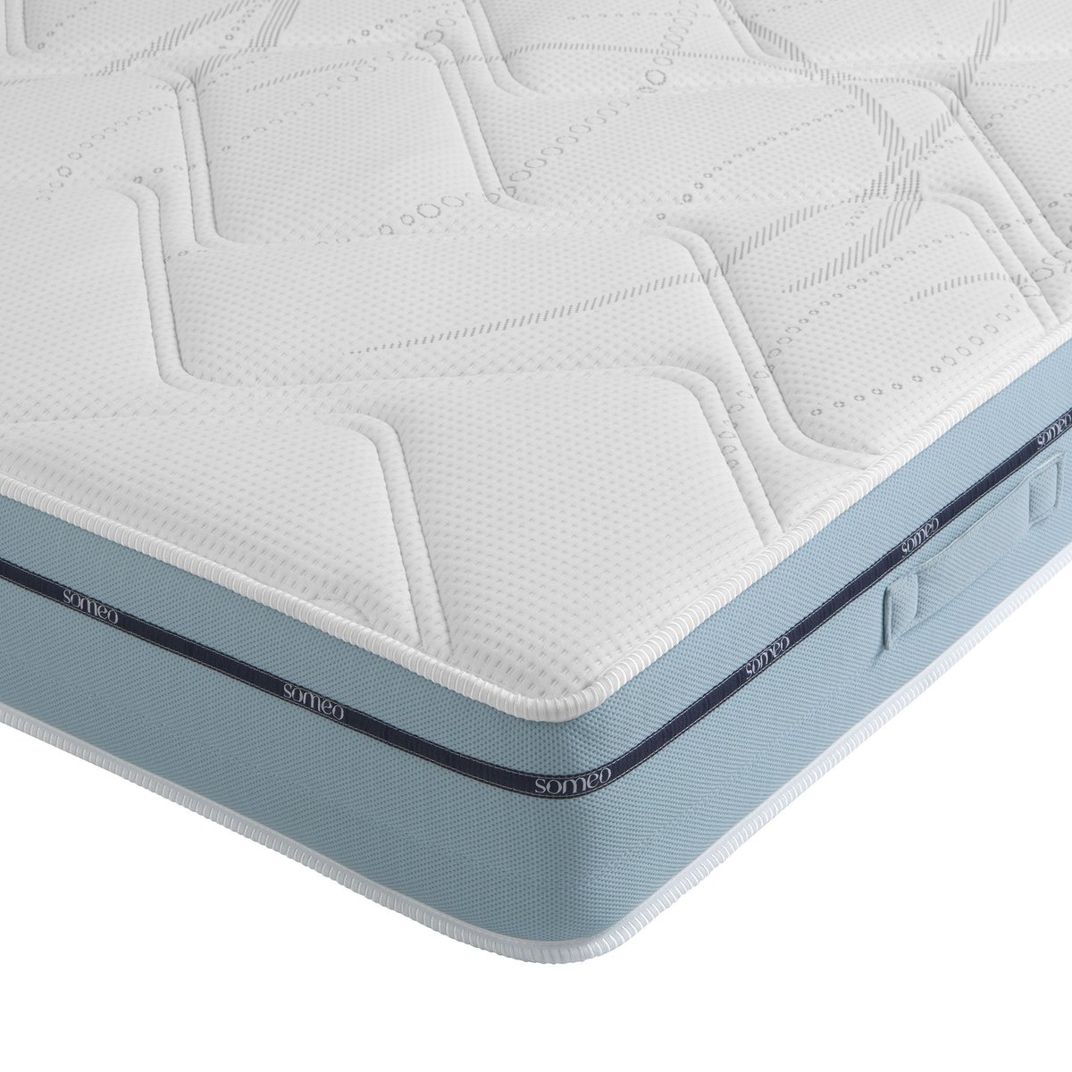 Ensemble matelas mémoire de forme, sommier, pieds, couette et oreiller Songe 500 blanc, SOMEO