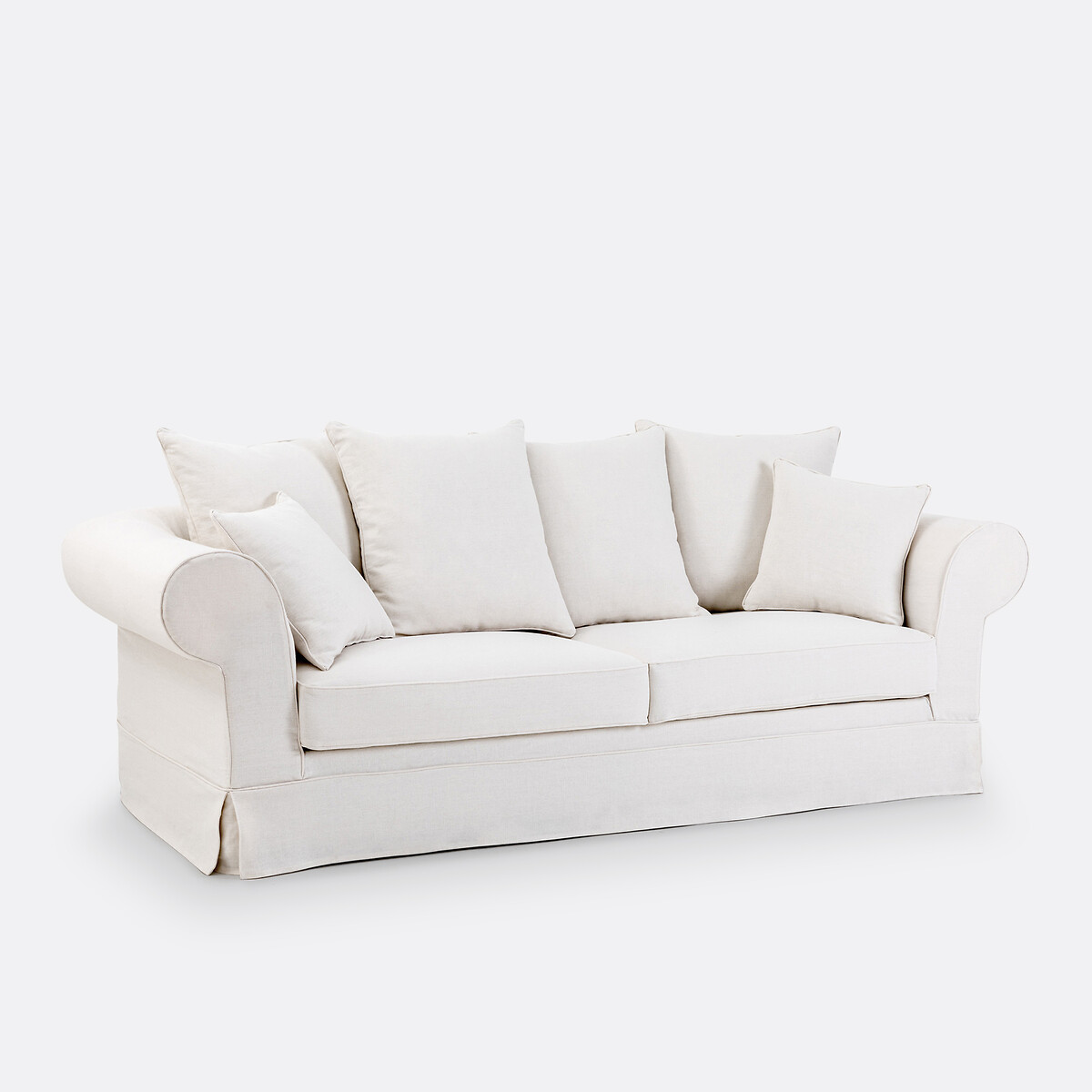 Adelia Heavyweight Linen 2-, 3- or 4-Seater Loose Cover Sofa white, LA REDOUTE INTERIEURS