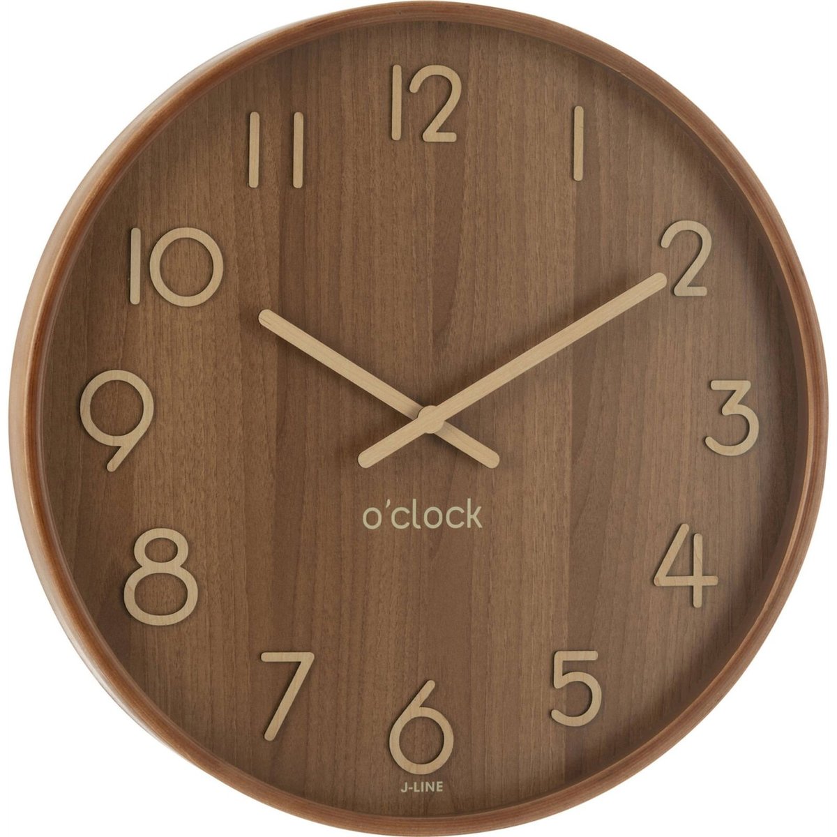 Horloge murale ronde en bois naturel foncé, RECOLLECTION