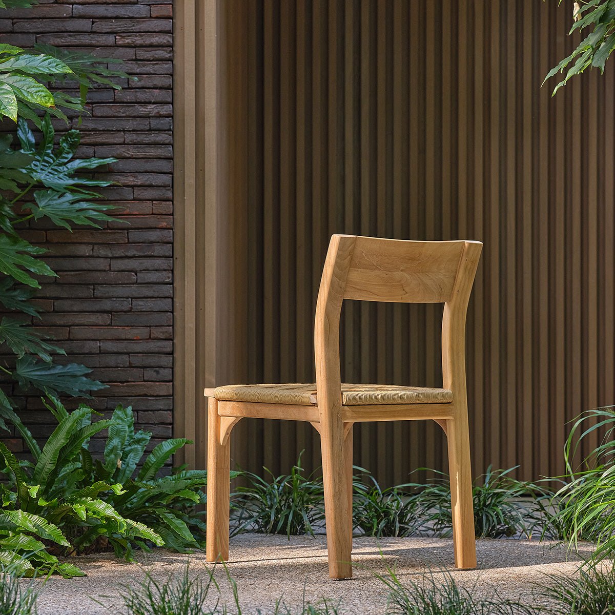 Chaise de jardin en teck et rotin PIANA naturel, BERAH GETAH