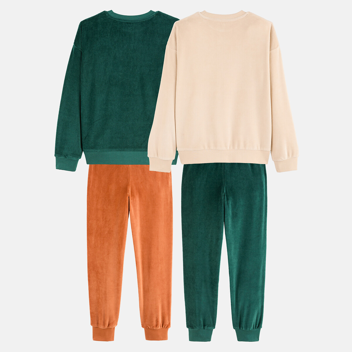 Set di 2 pigiami in velluto, con motivo con volpe e toppe stampate assortiti , LA REDOUTE COLLECTIONS
