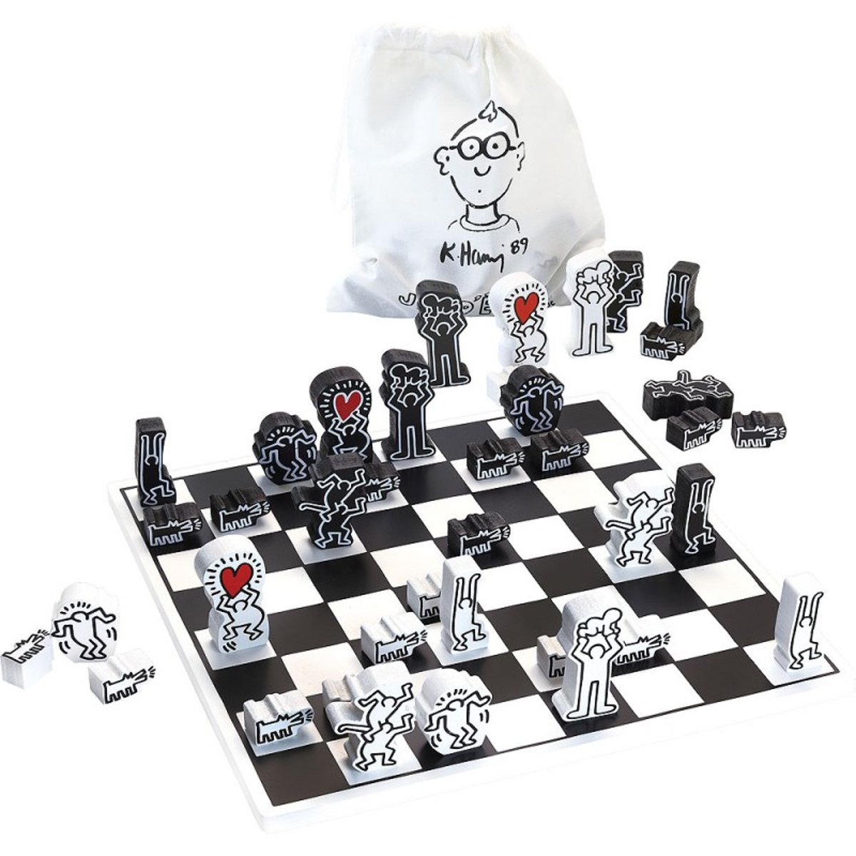 Jeu d'échecs Keith Haring noir/blanc, VILAC
