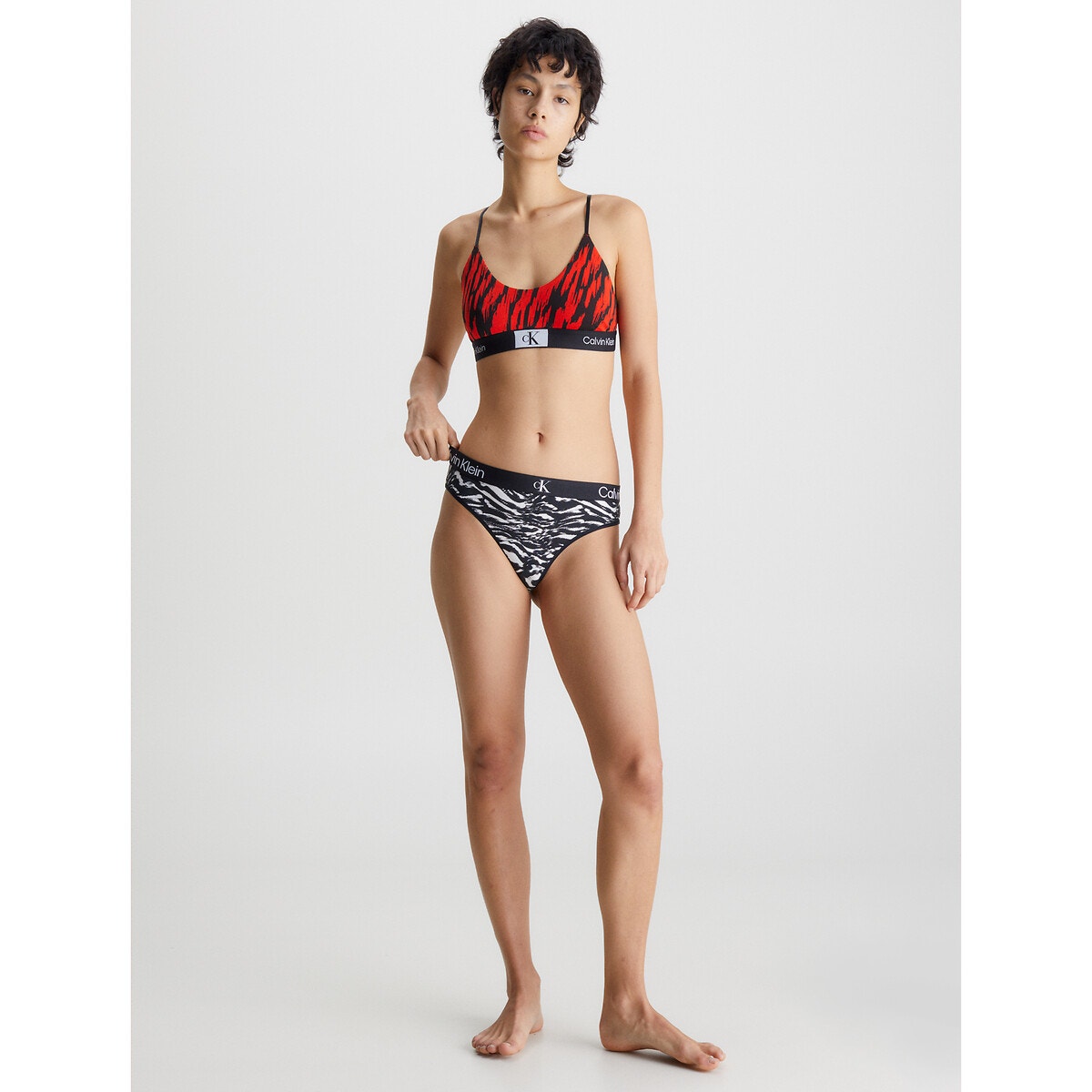 Bralette en coton Unline imprimé rouge/noir, CALVIN KLEIN UNDERWEAR