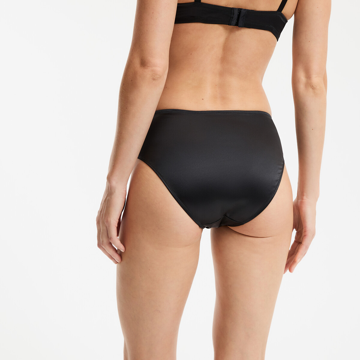 Culotte haute en dentelle et satin Stretch FLORIA noir, ANNE WEYBURN