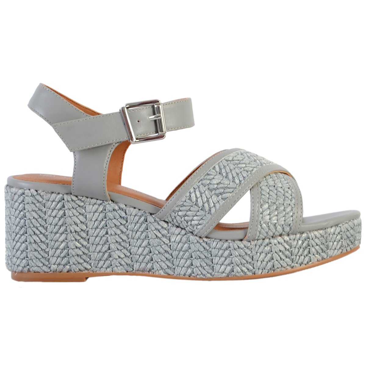 Sandale Compensée Ql4630 bleu, THE DIVINE FACTORY