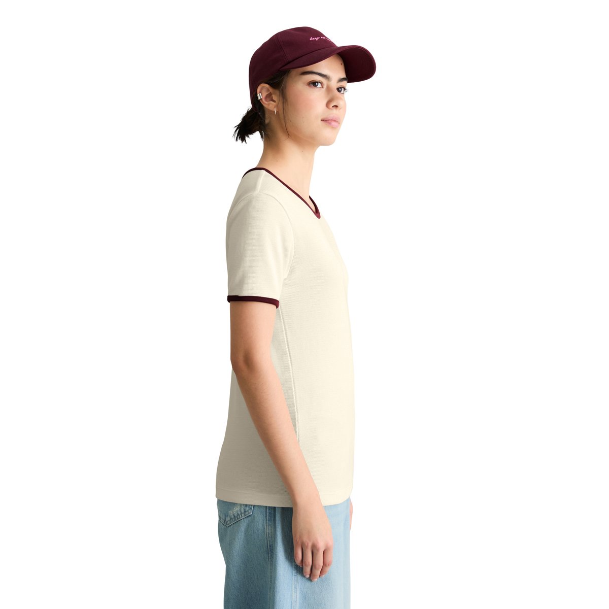 T-shirt structuré slim en pur coton bio blanc naturel, MARC O’POLO DENIM