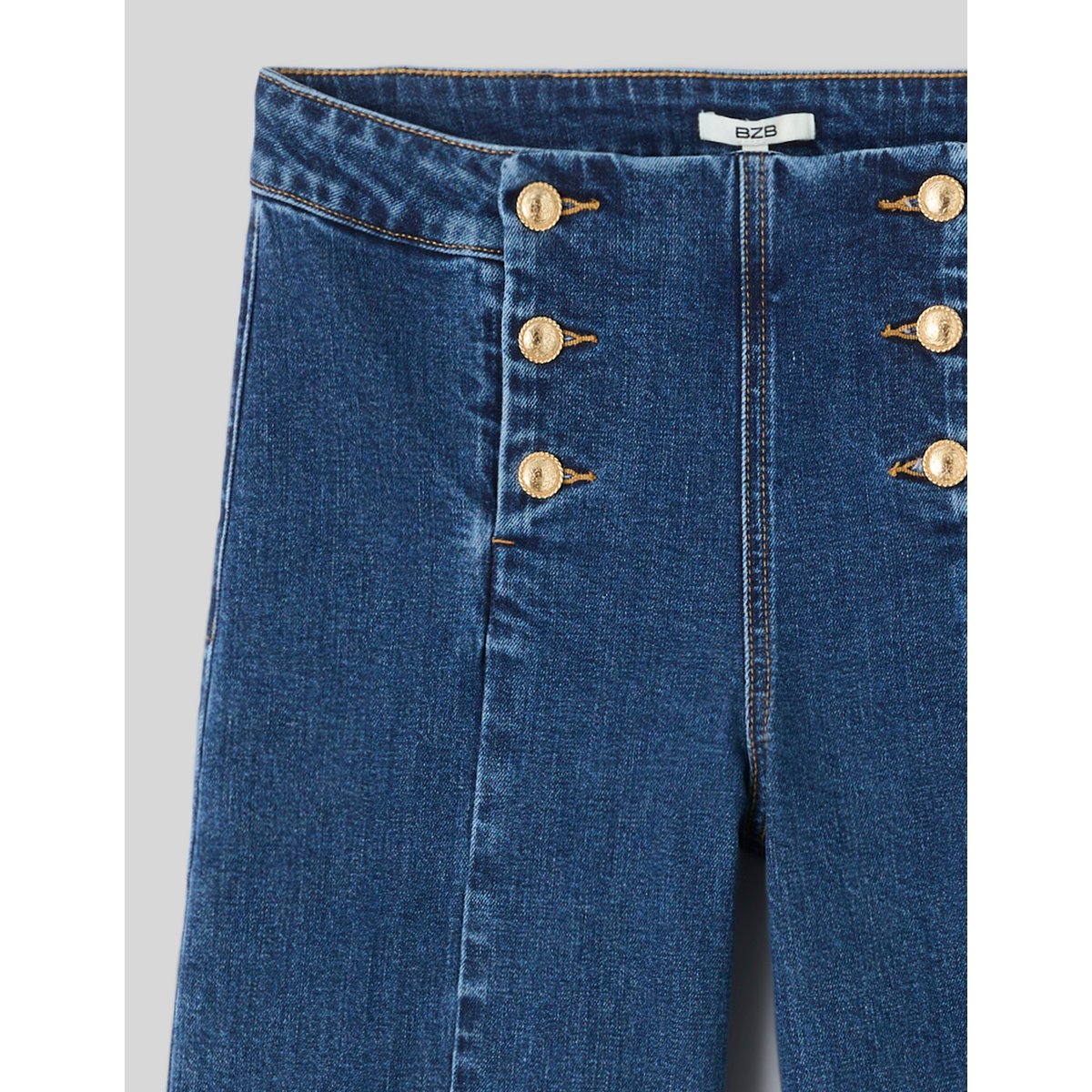 Jean wide leg boutonné bleu foncé, BZB