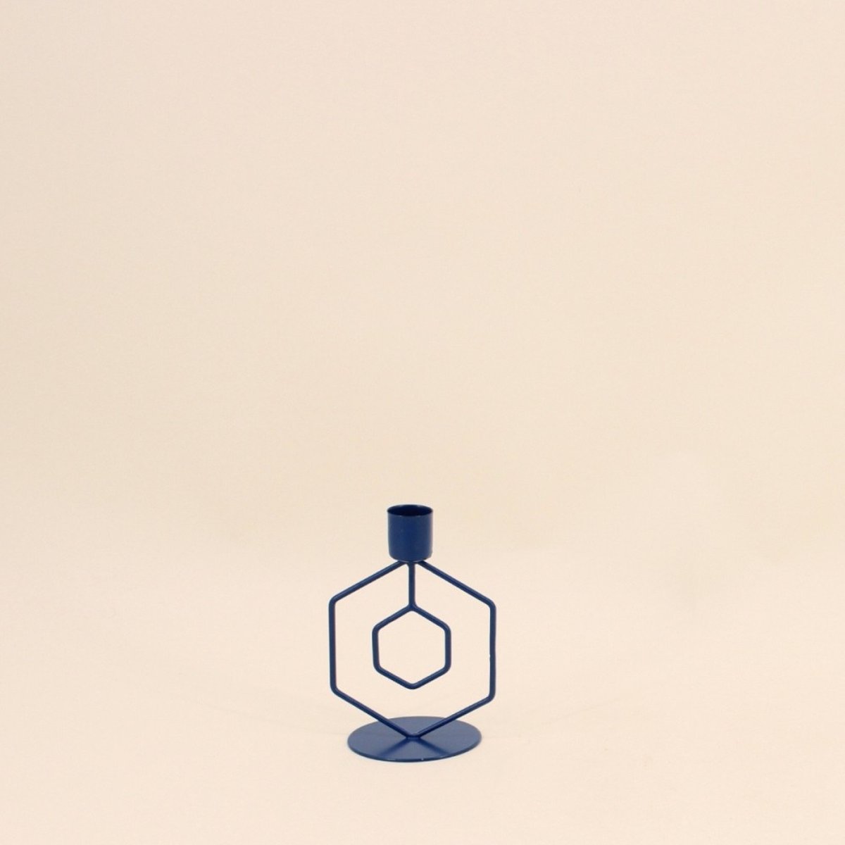 Lot de 2 bougeoirs en métal bleu, ORNAMI
