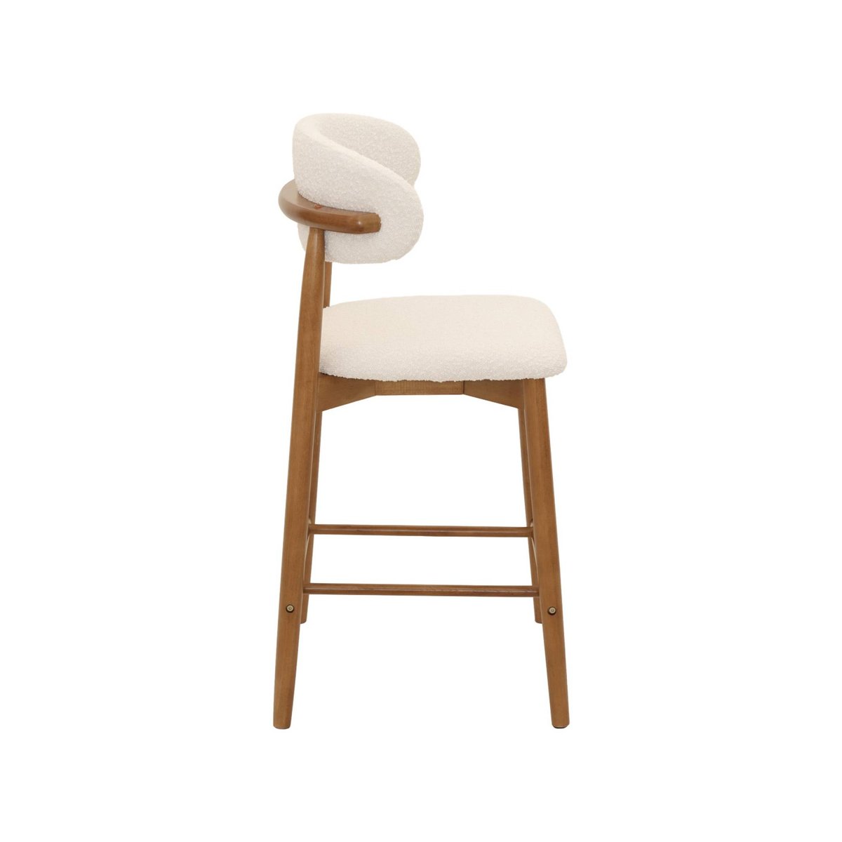 Tabouret de bar bois d'hévéa et tissu bouclette (lot de 2)  PAOLA noir, SWEEEK