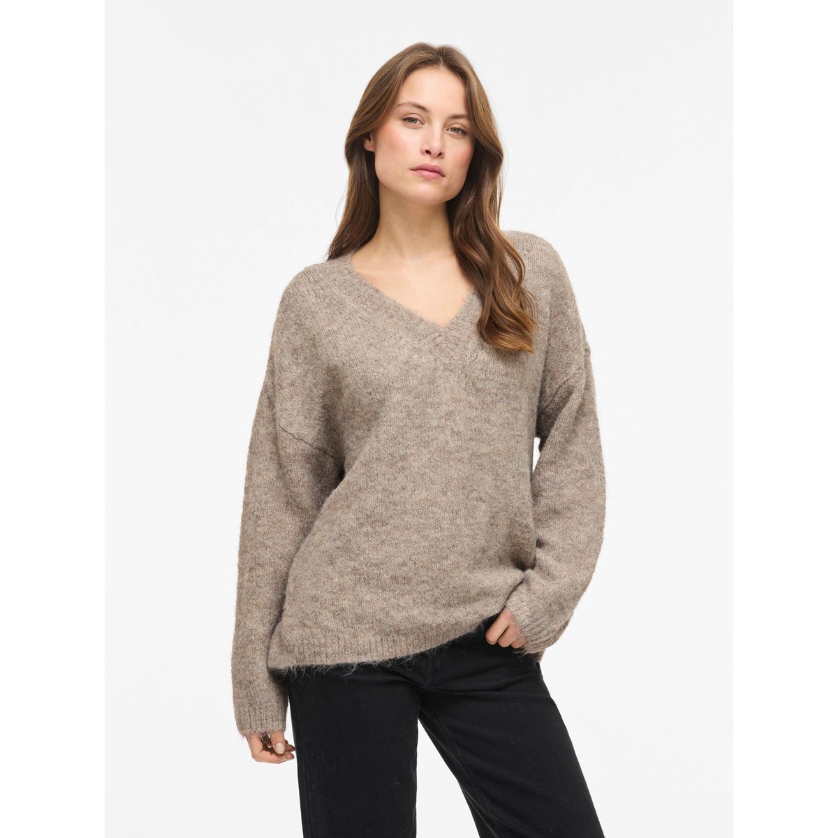 Pull En Maille marron - natural melange1, VILA