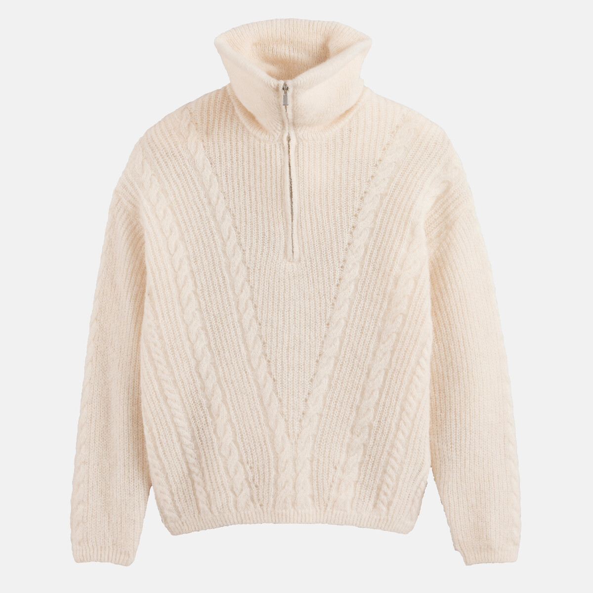 Pull col camionneur torsadé en alpaga mélangé ecru, LA REDOUTE COLLECTIONS