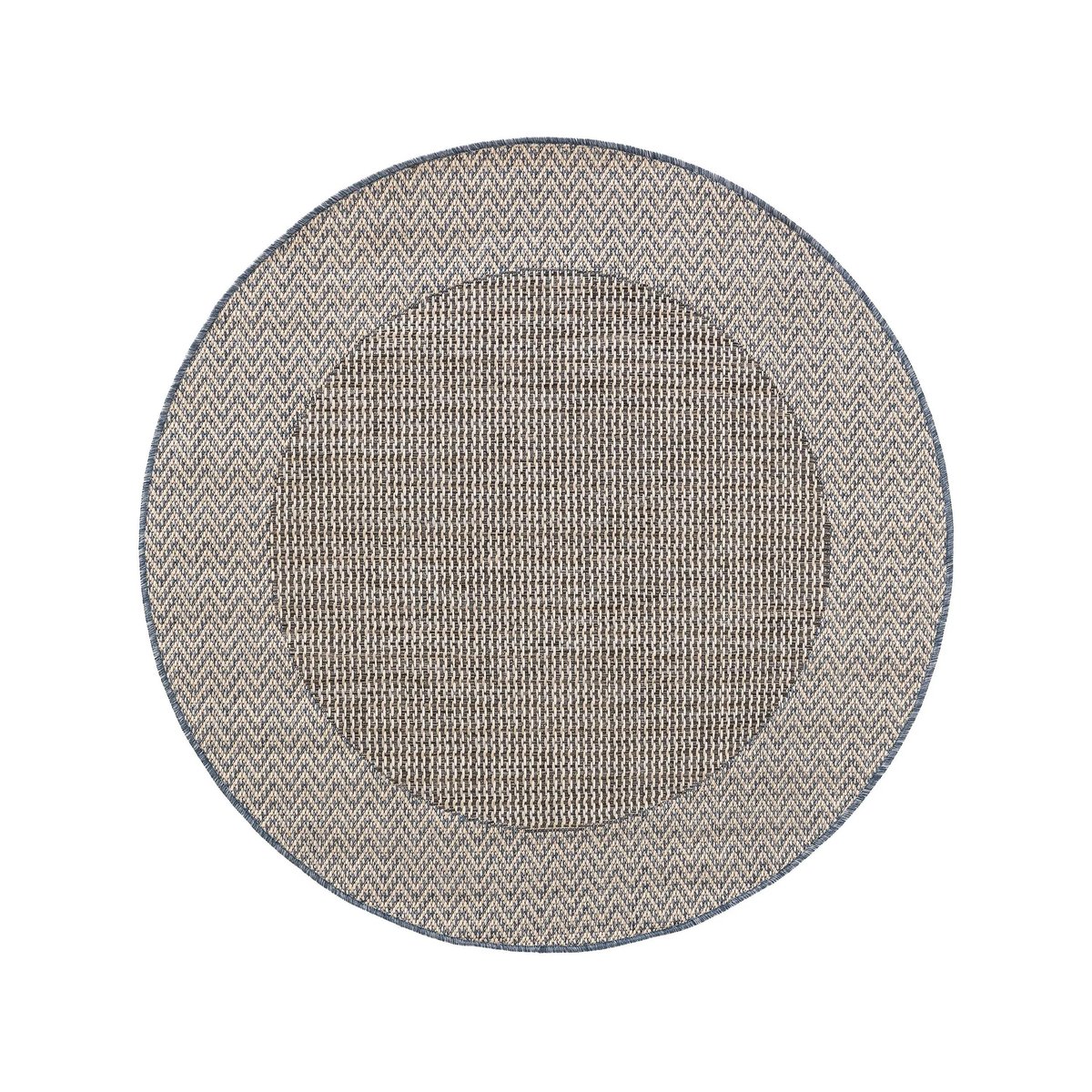 Tapis rond d'extérieur & intérieur RIVER beige/bleu, BENUTA