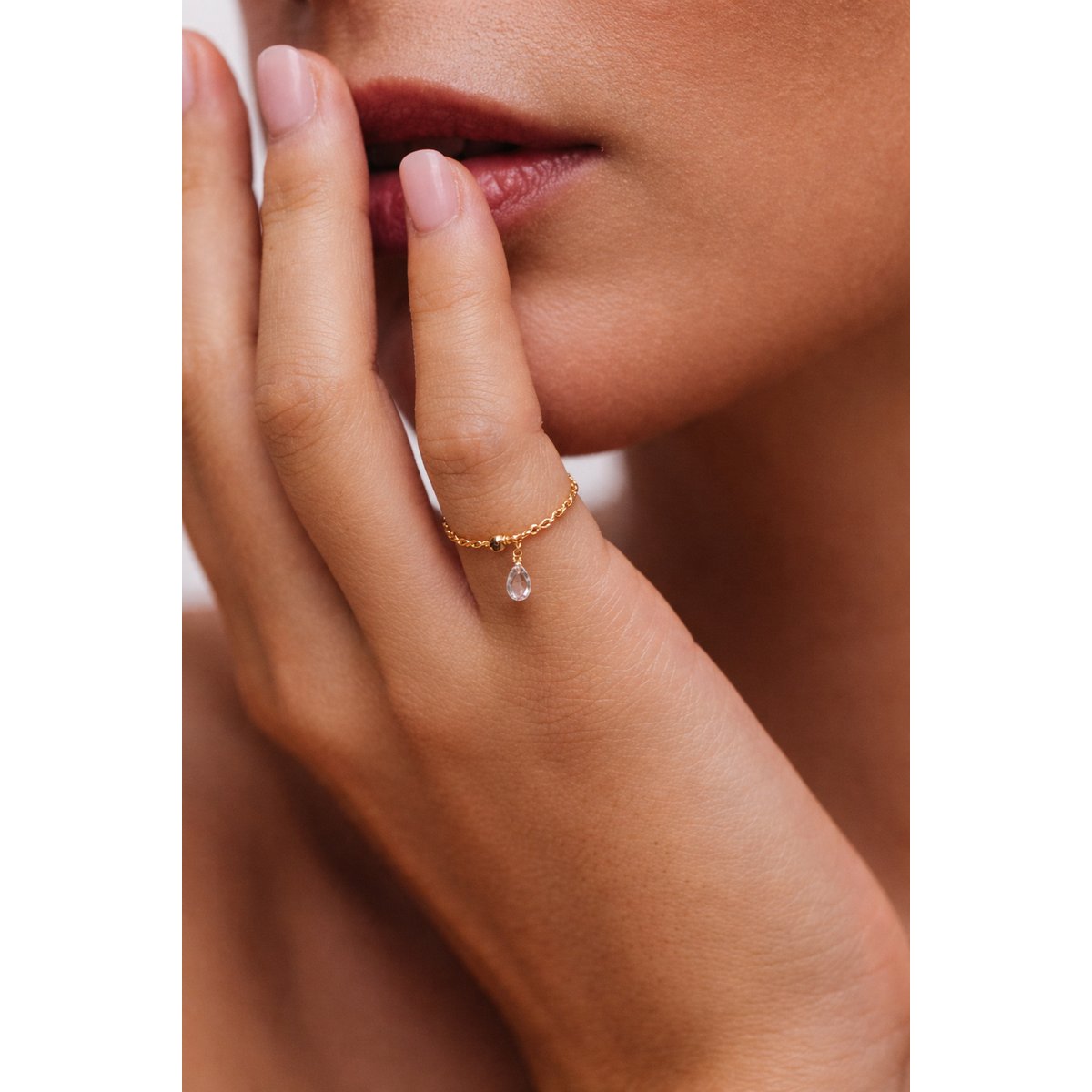 Bague chaînette pampille Mia - Or 750‰ Diamant blanc diamant blanc, YAY PARIS
