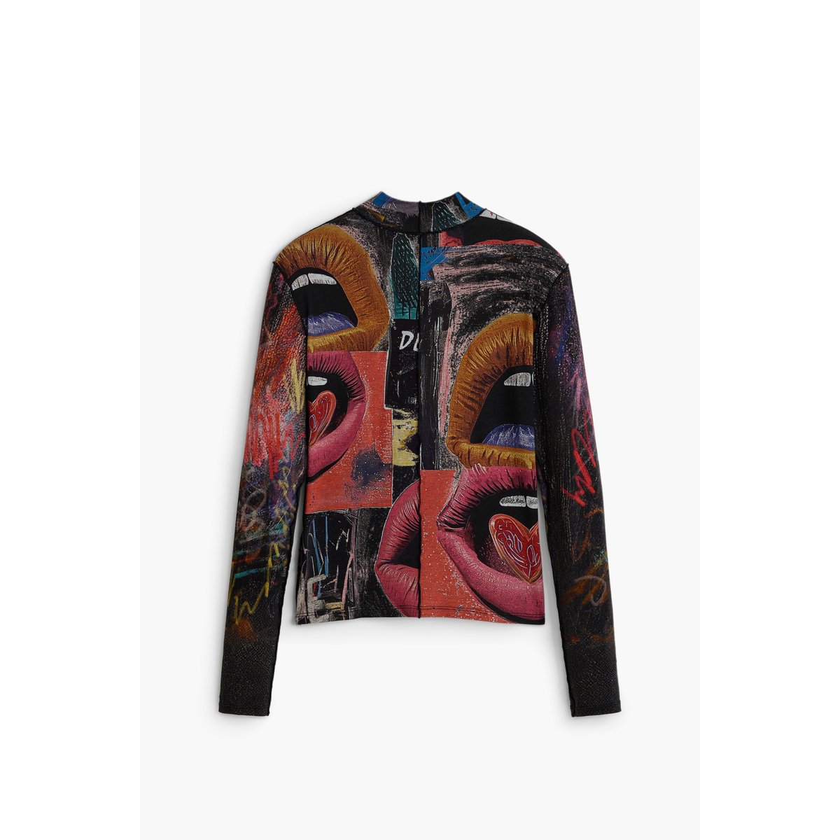 T-shirt manches longues col roulé noir, DESIGUAL