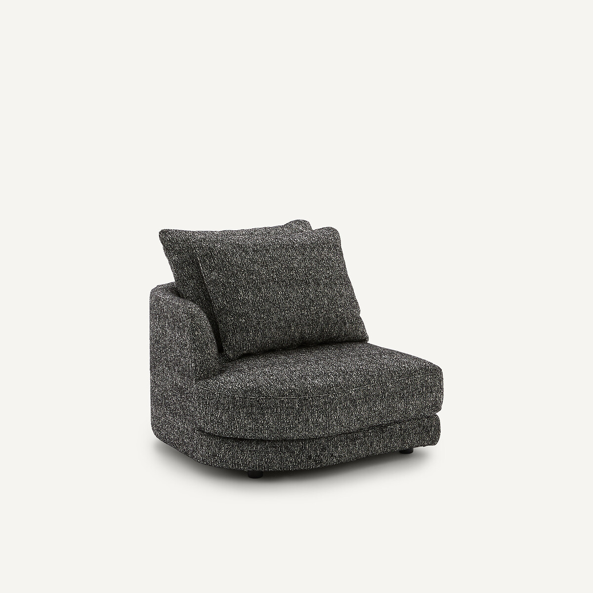 Demi-canapé gauche, modulable en bouclette, TIBERIO noir, AM.PM