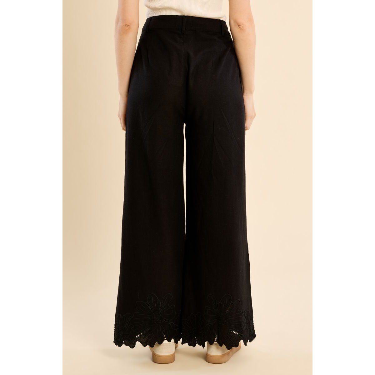 Pantalon droit, en coton noir, MOLLY BRACKEN