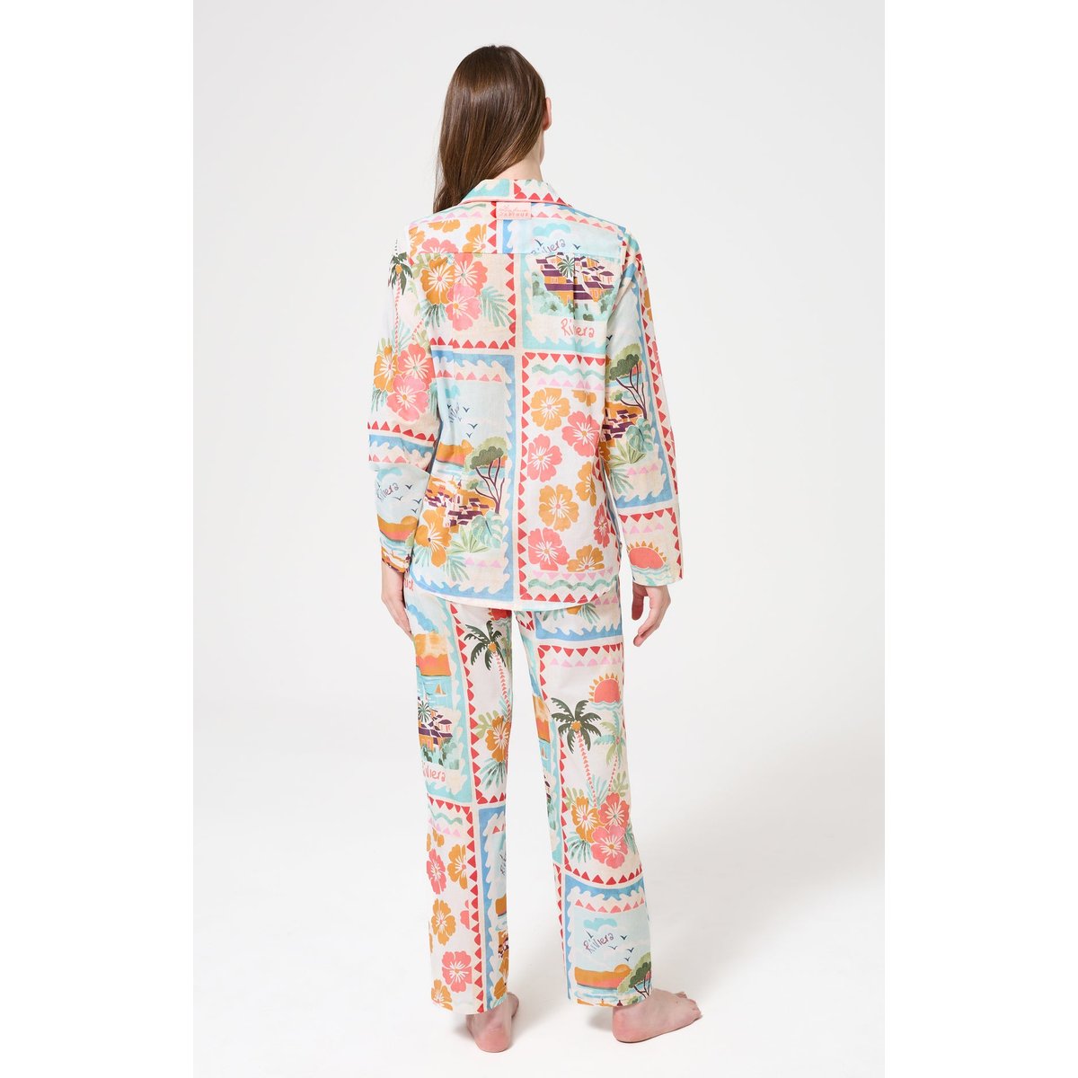 Pyjama boutonné en coton imprimé French Riviera multicolore, ARTHUR