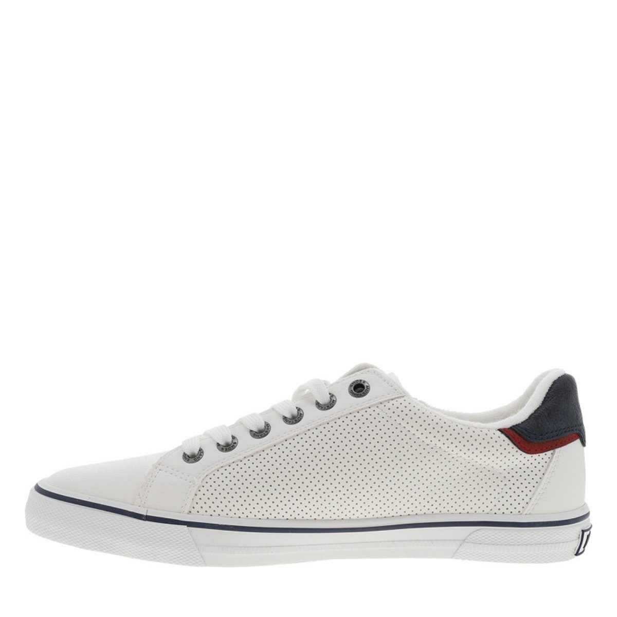 Tennis blanches à semelle à talon plat et à lacets et zip latéral blanc, MUSTANG