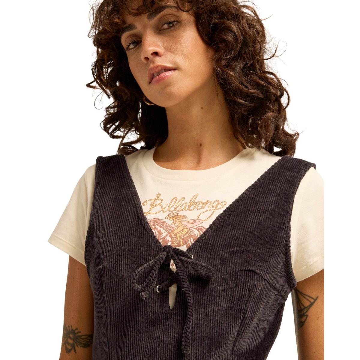 Robe en velours côtelé MY ROMANCE noir black sands, BILLABONG