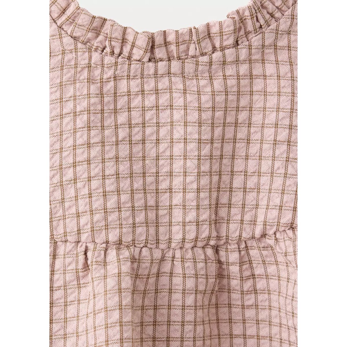 Robe et barboteuse en coton à carreaux rose, MANGO BABY
