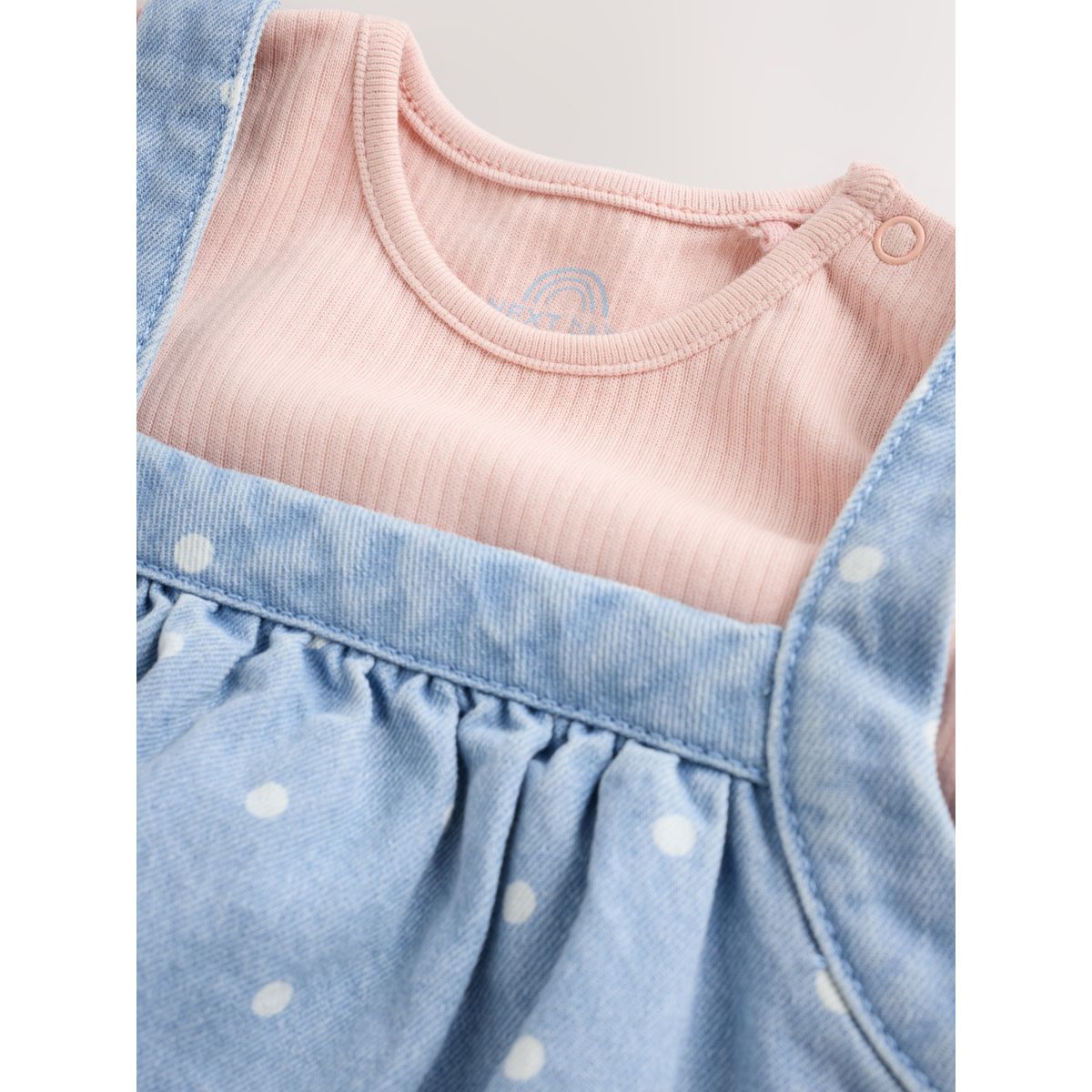 Robe chasuble bébé, body et collants, 3 pcs pois en denim, NEXT