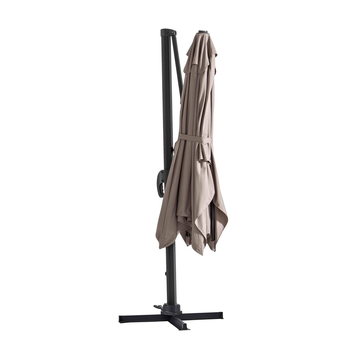Parasol déporté inclinable rotatif 2 x 3m + 4 dalles lestées, AMALYA taupe, OVIALA